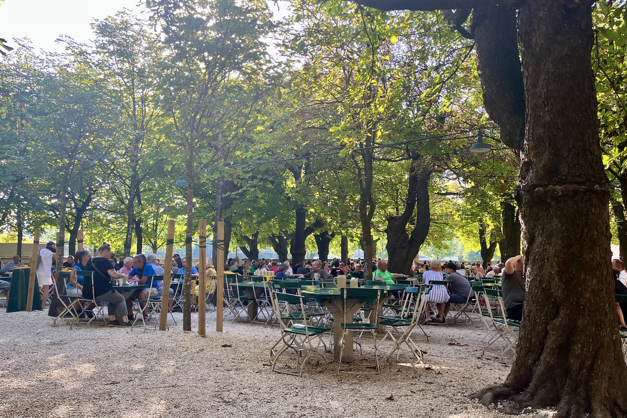 enjoying a beer garden in Salzburg Austria