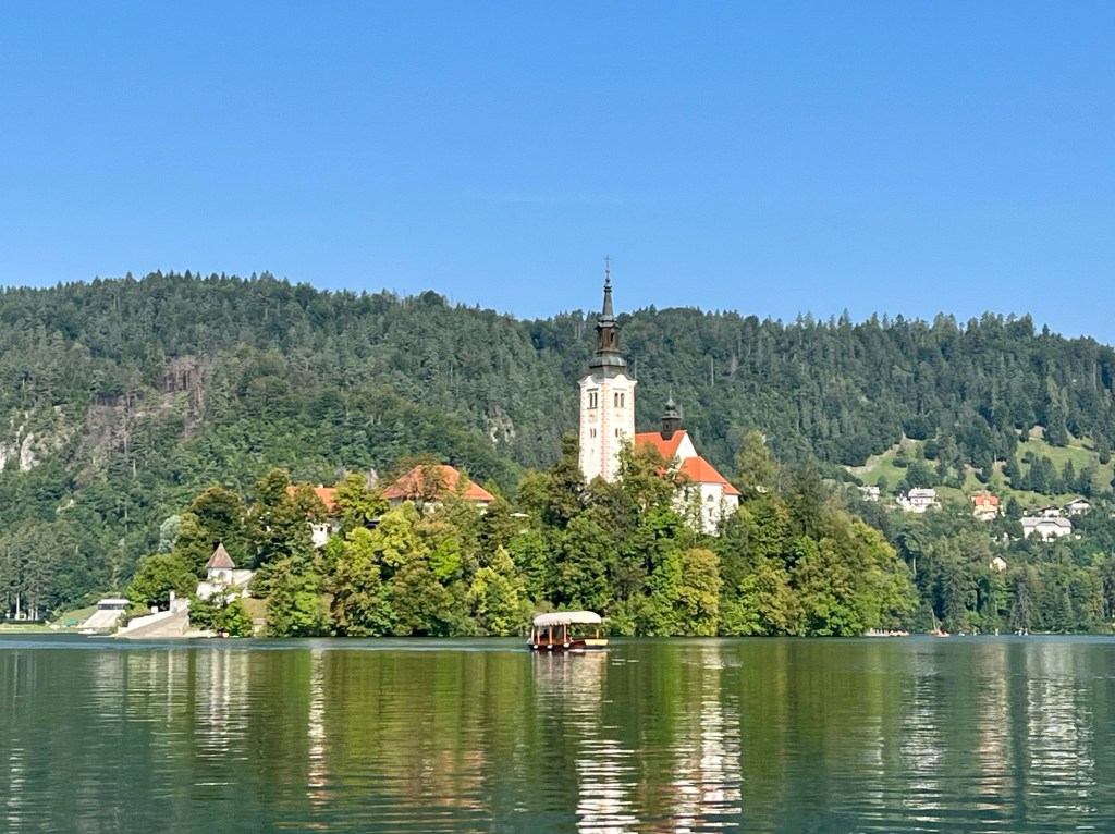 View of Bled Island in Lake Bled Slovenia