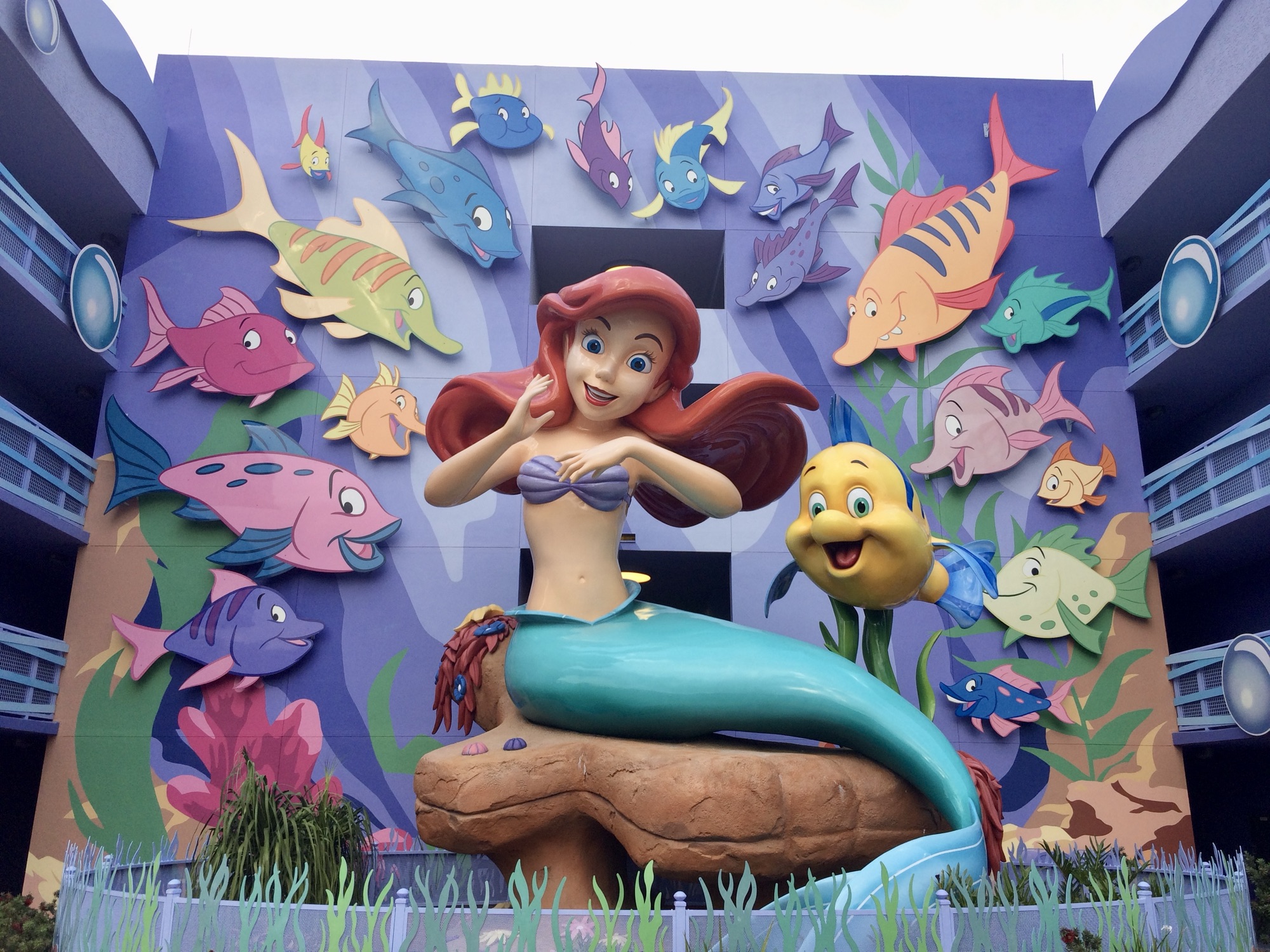 large Ariel and flounder figurines at Art of Animation Resort in Disney World