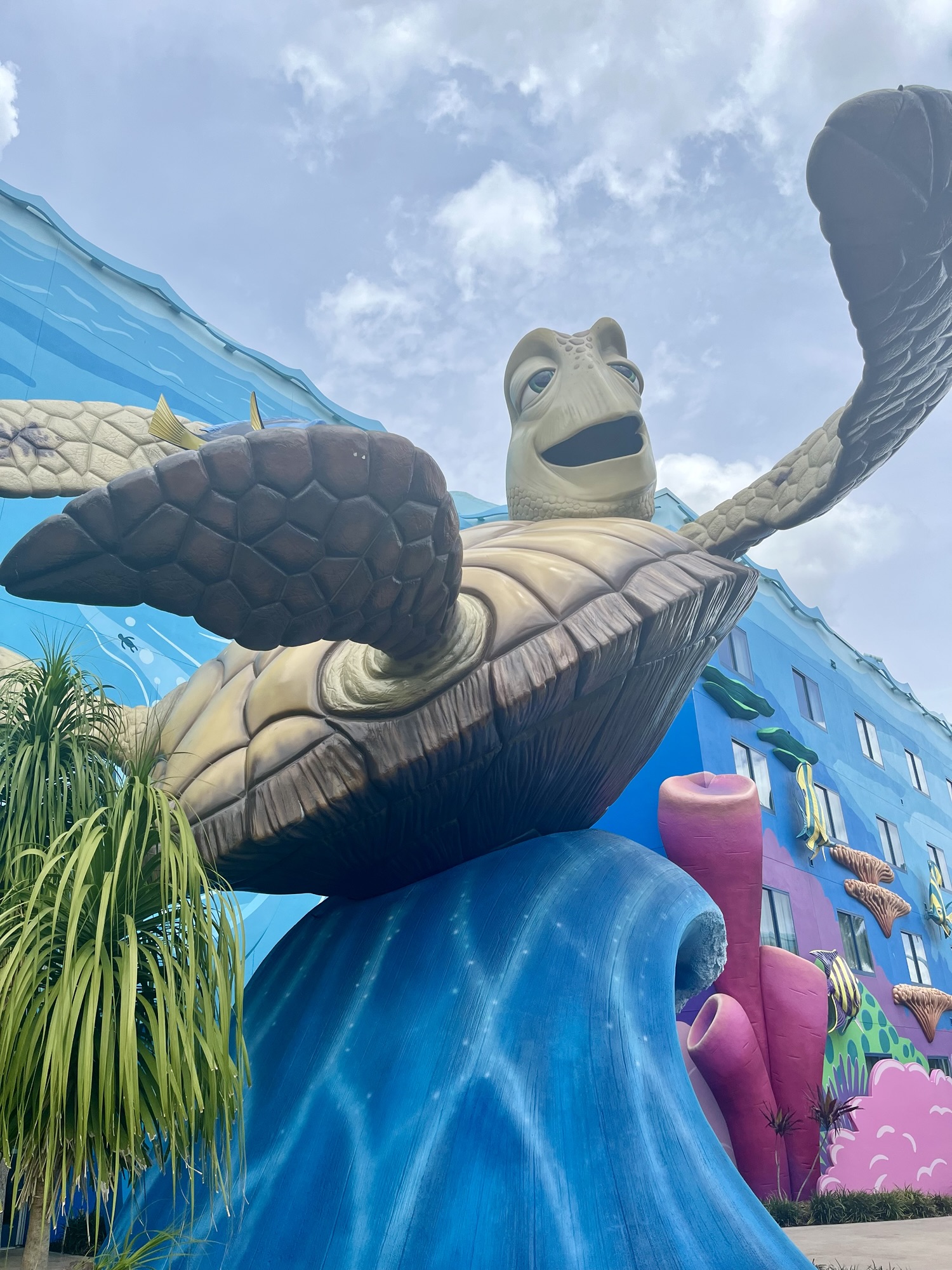 large Crush figurine at Art of Animation Big Blue Pool in Disney World