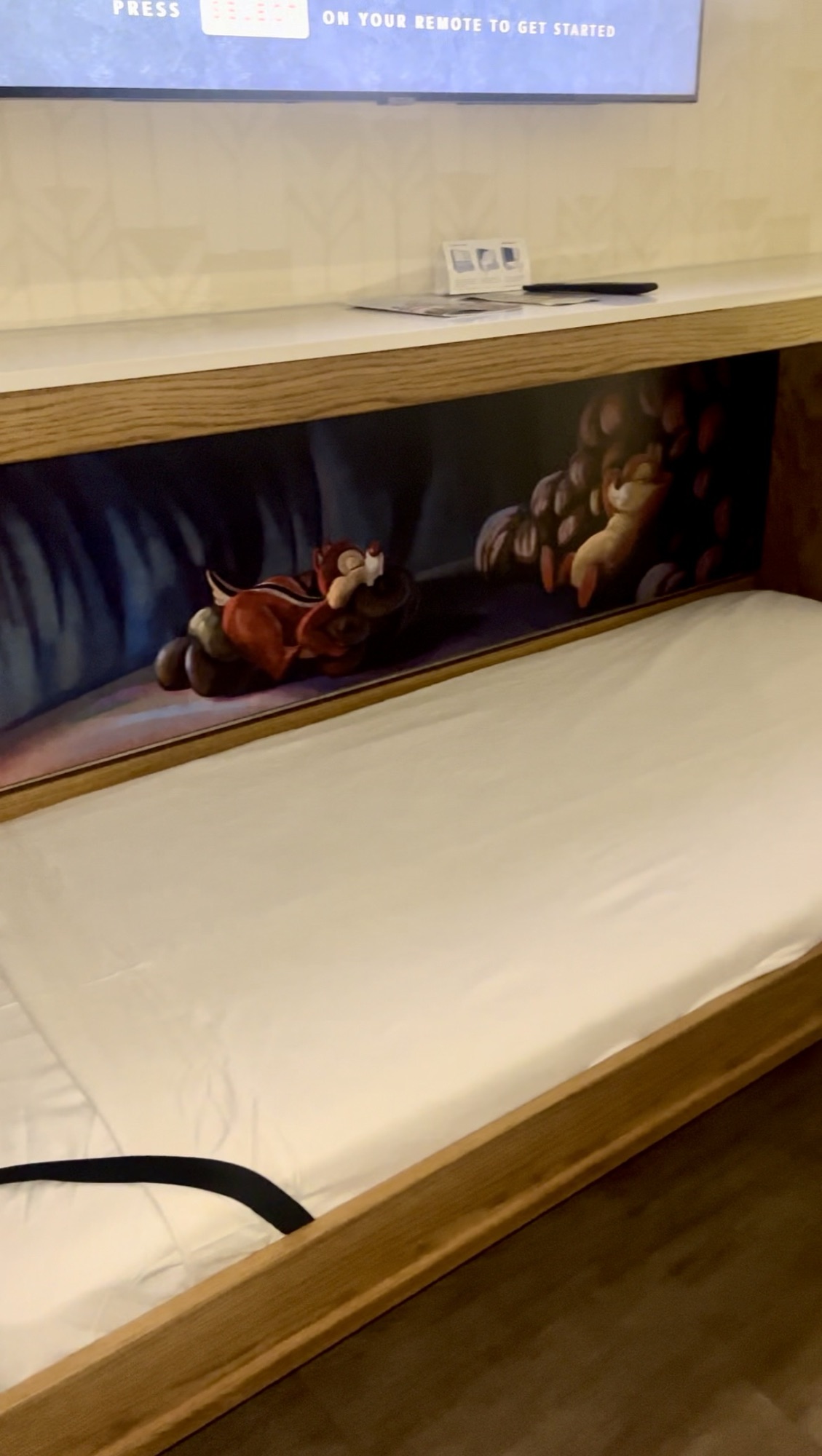 child-size pull down bed in deluxe studio villa room at Wilderness Lodge resort in Disney World