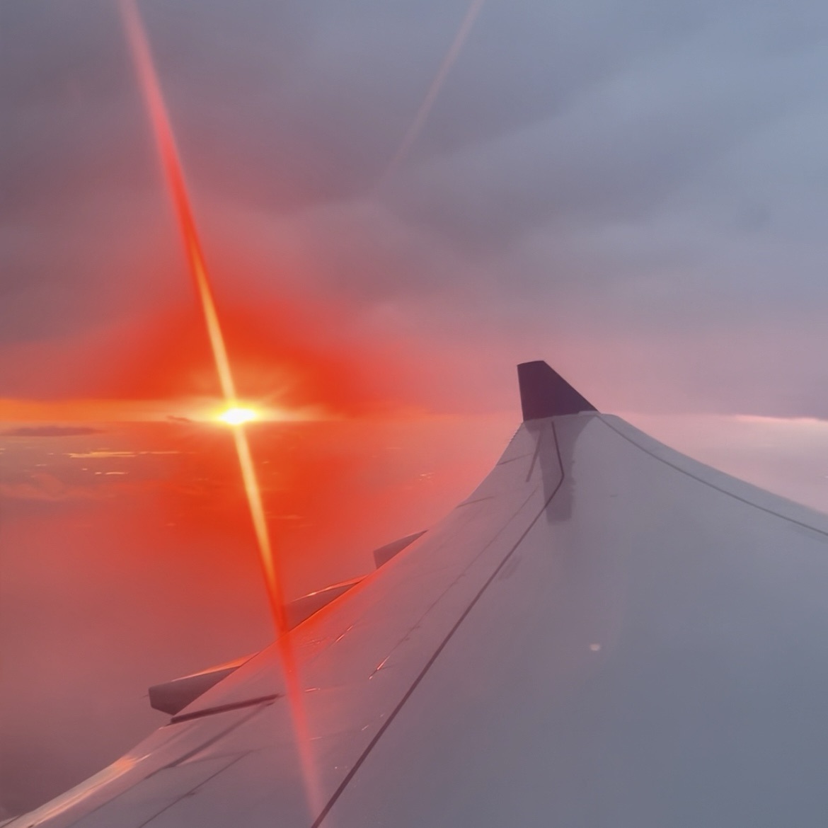 view of sunset on our flight
