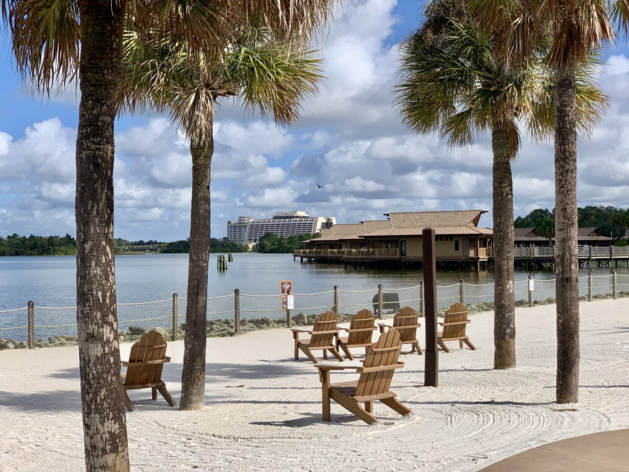 View of Contemporary Resort and Bungalows at Polynesian Resort at Disney World